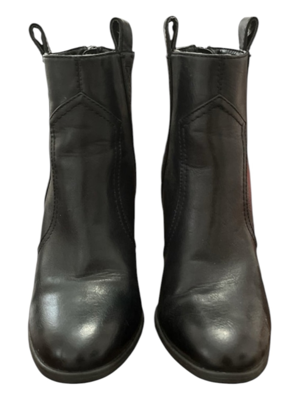 Black Western Ankle Booties Size 7.5 | Stacked Heel | Side Pull Tabs - Picture 4 of 7